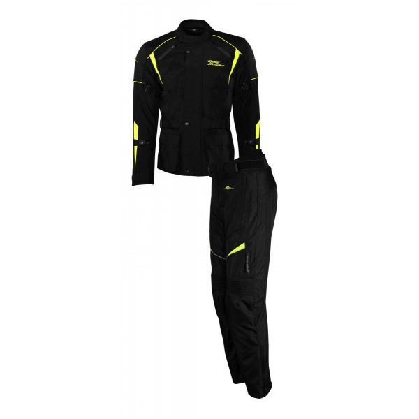  Rusty Stitches Textile Combo Jacket + Pants Moto Tommy Black-Yellow Fluo