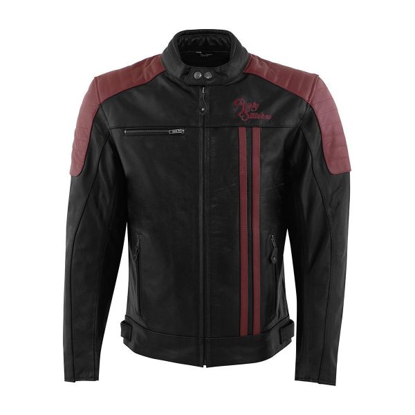 Leather Jackets Rusty Stitches Leather Moto Jacket Cooper Black/Maroon 2024