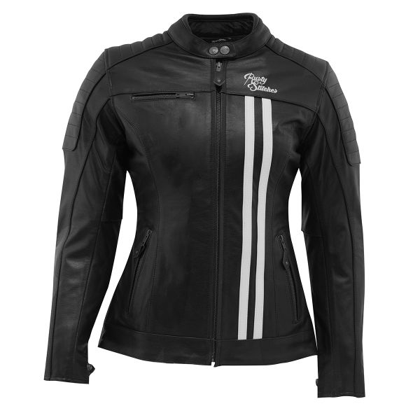 Leather Womens Jackets Rusty Stitches Leather Lady Moto Jacket Alice Black/White 2024 