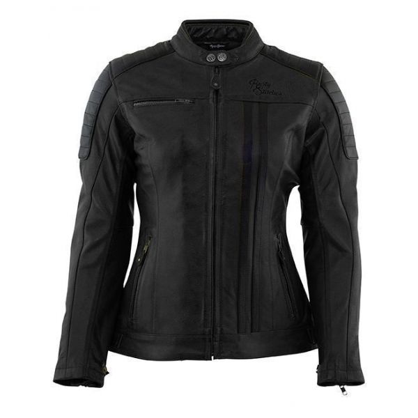 Leather Womens Jackets Rusty Stitches Leather Lady Moto Jacket Jack Alice Black