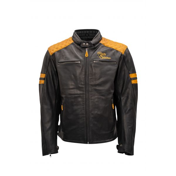 Leather Jackets Rusty Stitches Leather Moto Jacket JARI Black/Gold