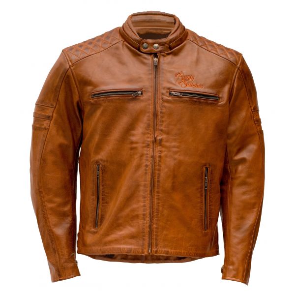 Leather Jackets Rusty Stitches Leather Moto Jacket JARI Cognac/Brown