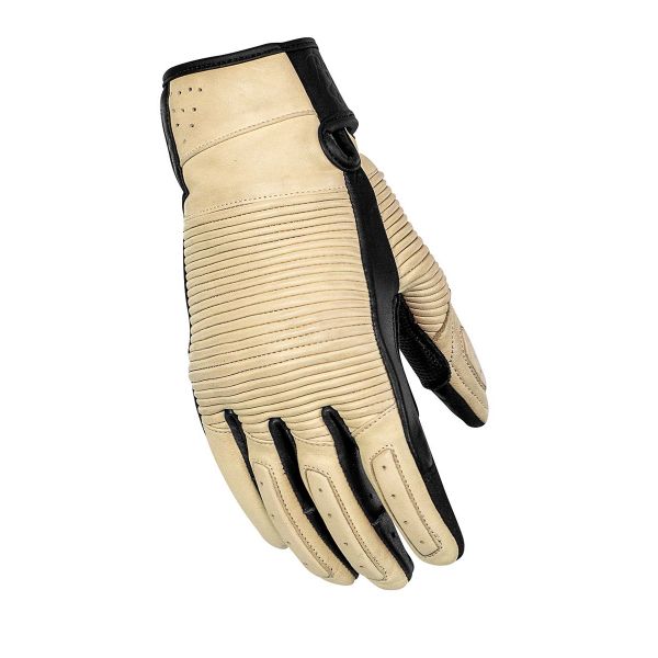 Gloves Womens Rusty Stitches Leather Lady Moto Gloves Stella Beige/Black
