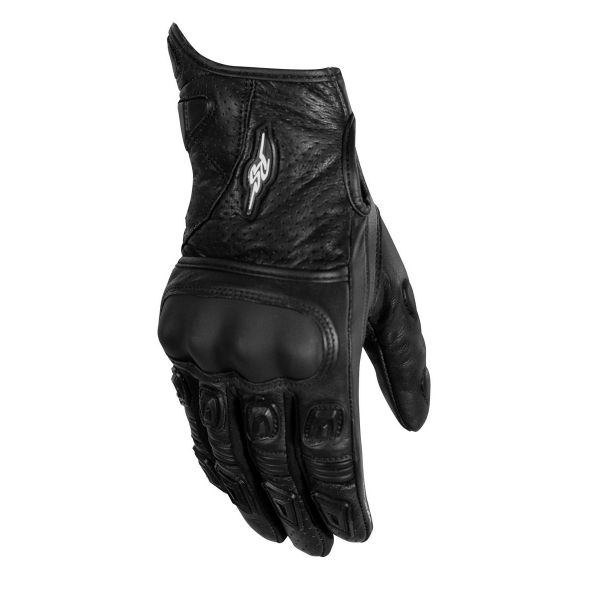  Rusty Stitches Leather Moto Gloves Quinn Black/White