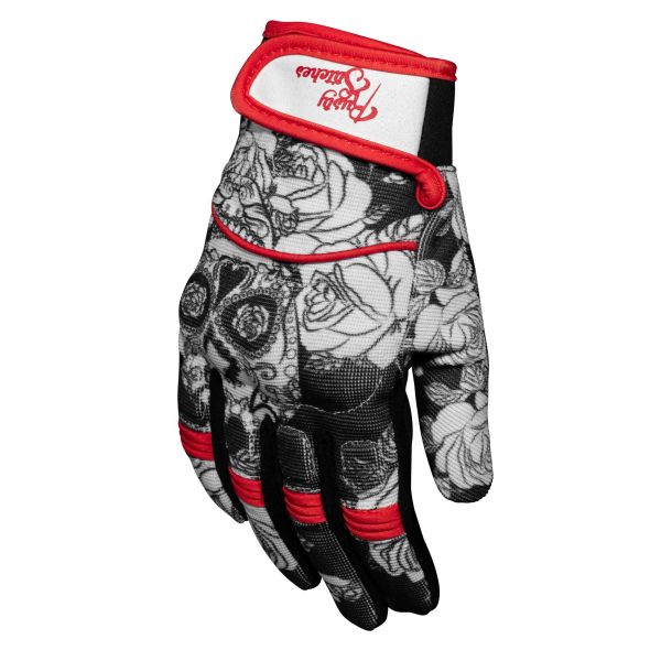 Manusi Moto Sport si Piele Rusty Stitches Manusi Textile Bonnie Skull Red 2020