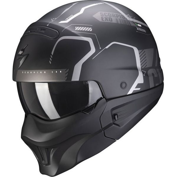  Scorpion Exo Moto Helmet Flip-Up Evo Ram Negru Mat/Argintiu