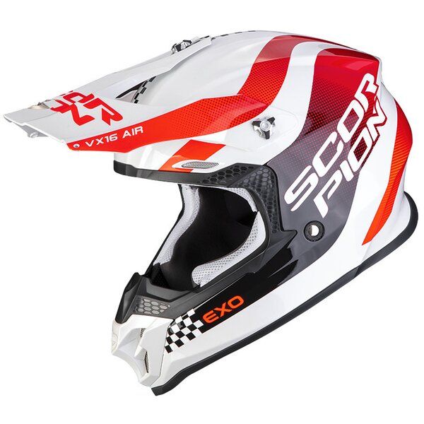  Scorpion Exo Moto Helmet Enduro Vx-16 Air Soul Alb/Rosu