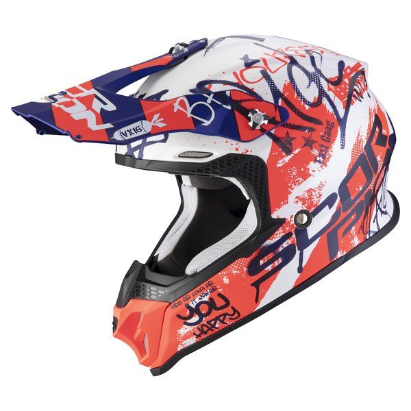  Scorpion Exo Moto Helmet Enduro Vx-16 Oratio Alb/Albastru/Rosu
