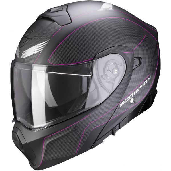Flip up helmets Scorpion Exo Moto Helmet Flip-Up Exo-930 Cielo Matt Black/Pink 2021