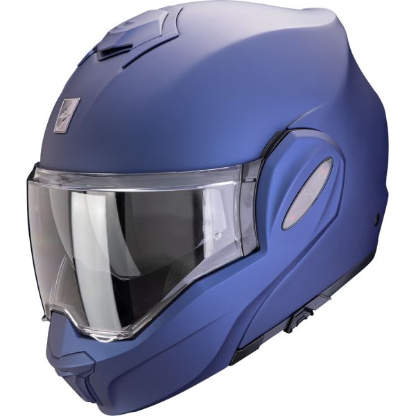 Flip up helmets Scorpion Exo Flip-Up Moto Helmet Exo Tech Evo Pro Solid Metal Blue Matt 24