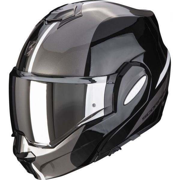  Scorpion Exo Moto Flip-Up Helmet Exo-Tech Forza Black/Silver 2022