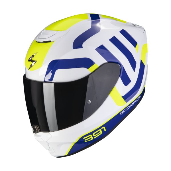  Scorpion Exo Casca Moto Full-Face 391 Arok Alb/Albastru/Galben Fluo Glossy 23