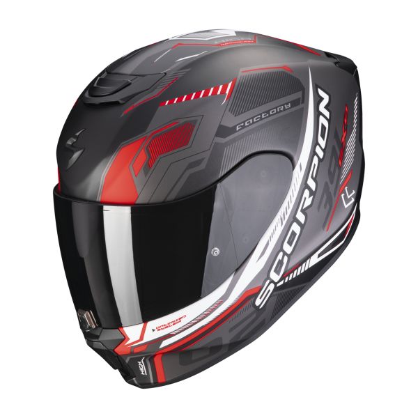  Scorpion Exo Full-Face Moto Helmet 391 Haut Black Matt/Red 23