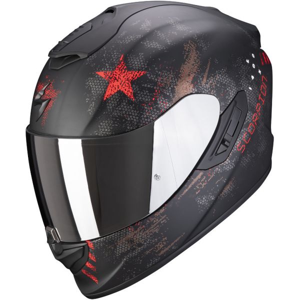  Scorpion Exo Moto Helmet Full-Face Exo 1400 Air Asio Matt Black/Red 2021