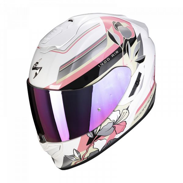  Scorpion Exo Casca Moto Full-Face Exo-1400 Air Gaia Pearl White/Pink/Green