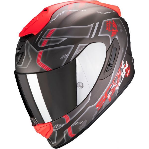  Scorpion Exo Casca Moto Full-Face Exo 1400 Air Spatium Matt Silver/Red