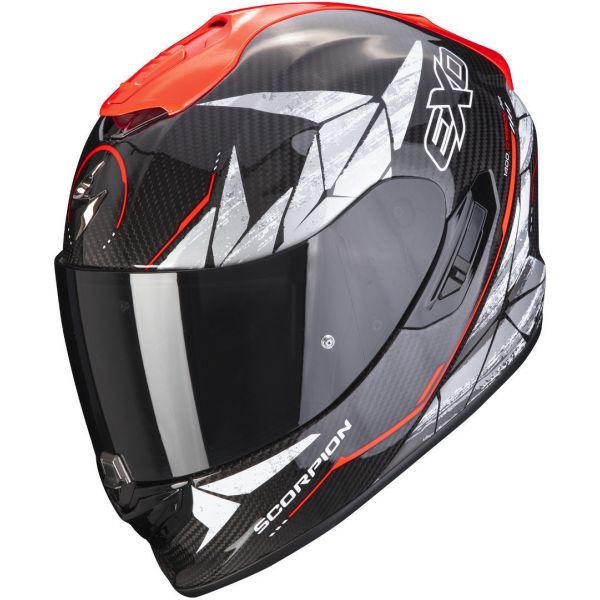  Scorpion Exo Casca Moto Full-Face Exo-1400 Carbon Air Aranea Black/Neon Red