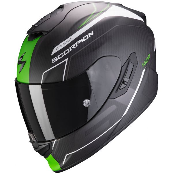  Scorpion Exo Casca Moto Full-Face Exo 1400 Carbon Air Beaux Matt White/Green