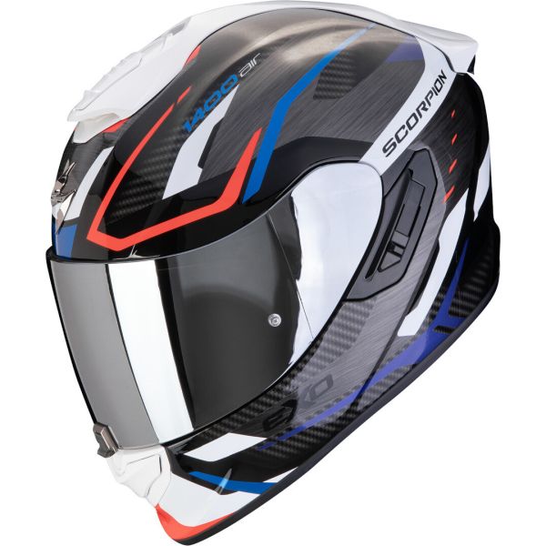 Full face helmets Scorpion Exo Full-Face Moto Helmet EXO 1400 Evo 2 Air Accod Black/Blue/Wite 24