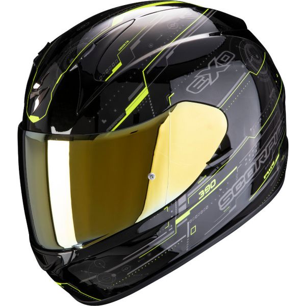  Scorpion Exo Moto Helmet Full-Face Exo 390 Beat Black/Neon Yellow