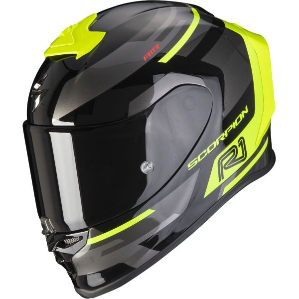  Scorpion Exo Moto Helmet Full-Face Exo R1 Air Orbis Black/Neon Yellow 2021