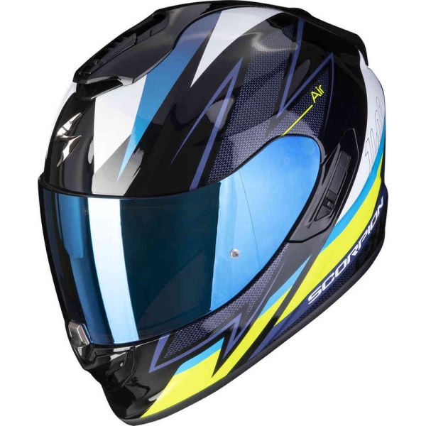  Scorpion Exo Casca Moto Full-Face/Integrala 1400 Evo Air Thelios Negru/Albastru/Galben fluo