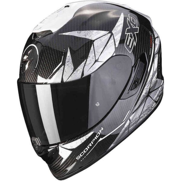  Scorpion Exo Casca Moto Full-Face/Integrala 1400 Evo Carbon Air Aranea Negru/Alb