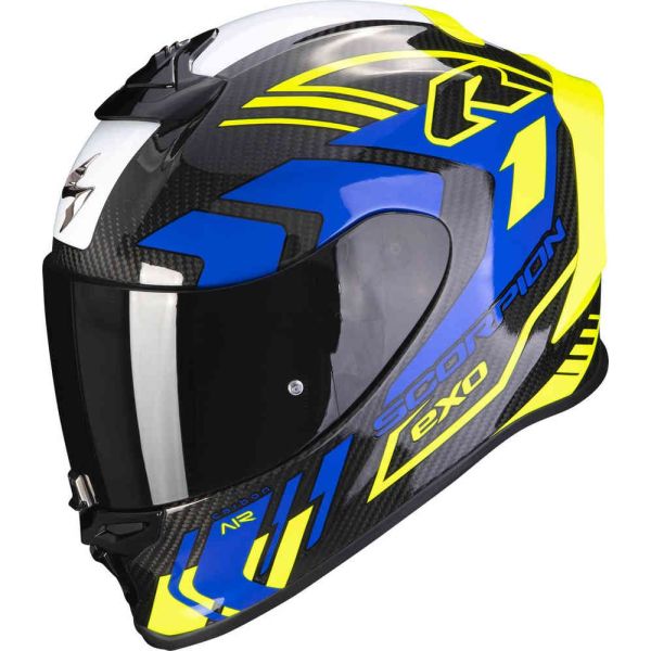 Full face helmets Scorpion Exo Moto Full-Face Helmet Exo R1 Evo Air Carbon Supra Negru/Galben/Albastru