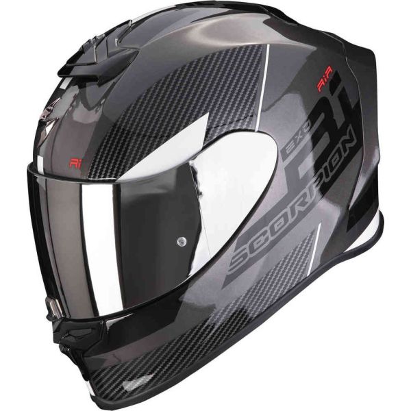 Full face helmets Scorpion Exo Moto Full-Face Helmet Exo R1 Evo Air Final Argintiu/Negru/Alb