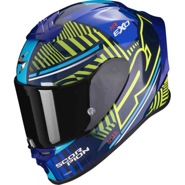 Full face helmets Scorpion Exo Moto Full-Face Helmet Exo R1 Evo Air Victory Albastru/Galben Fluo