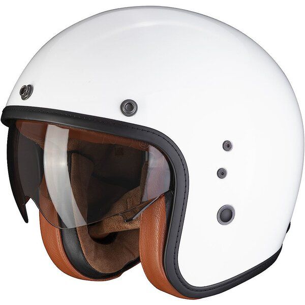 Flip up helmets Scorpion Exo Casca Moto Jet Belfast Evo Luxe Alb