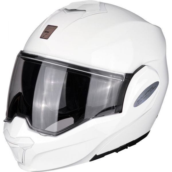  Scorpion Exo Moto Helmet Modular Flip-Back Exo-Tech Solid White