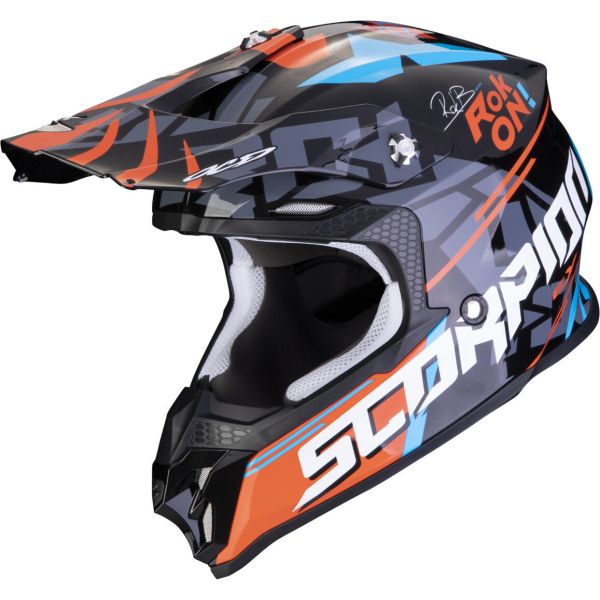 Helmets MX-Enduro Scorpion Exo MX/Enduro Moto Helmet VX-16 Evo Air Rok Black/Orange 24