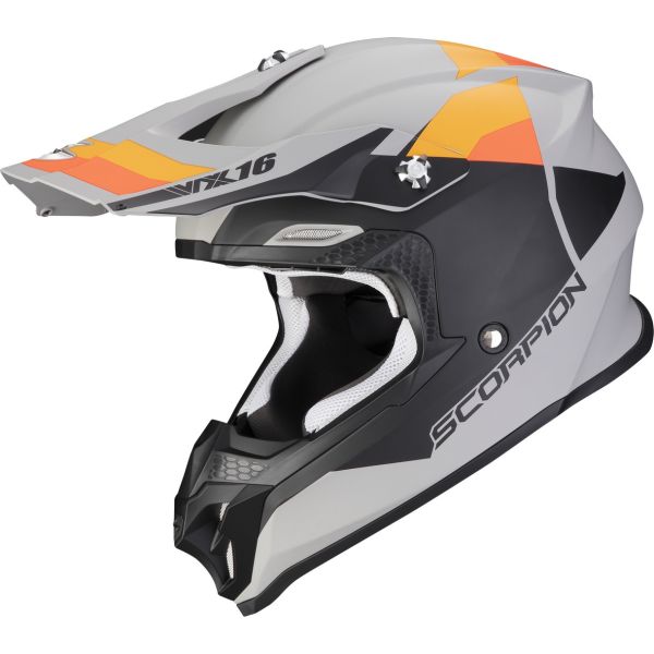 Helmets MX-Enduro Scorpion Exo MX/Enduro Moto Helmet VX-16 Evo Air Spectrum Grey Matt/Orange 24
