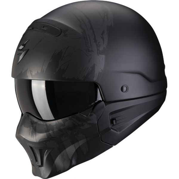  Scorpion Exo Moto Open Face Helmet Exo-Combat Evo Marauder Matt Black-Dark Silver 2022