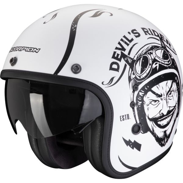 Jet helmets Scorpion Exo Open Face/Jet Moto Helmet Belfast Evo Romeo White Matt/Black 24