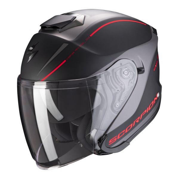  Scorpion Exo Moto Helmet Open Face/Jet Exo-S1 Shadow Matt Black/Red