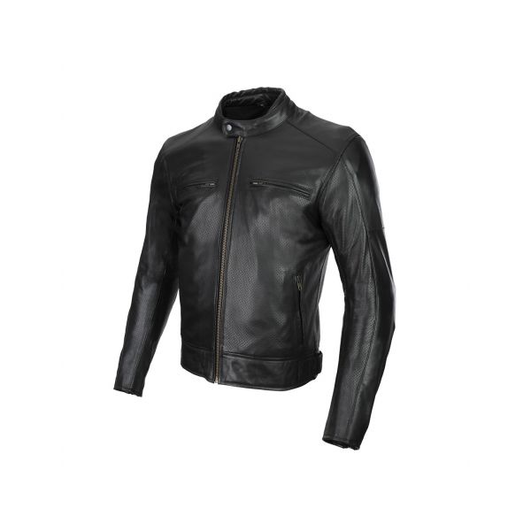  Seca Leather Moto Jacket Bonneville Perforated Black
