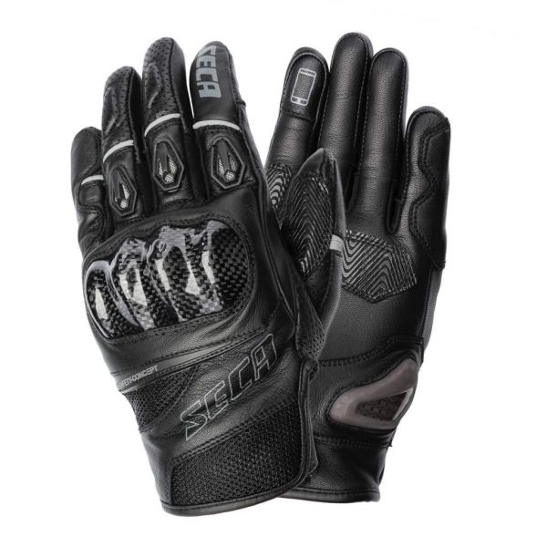 Gloves Racing Seca Textile/Leather Street Summer Short Black Gloves 2021