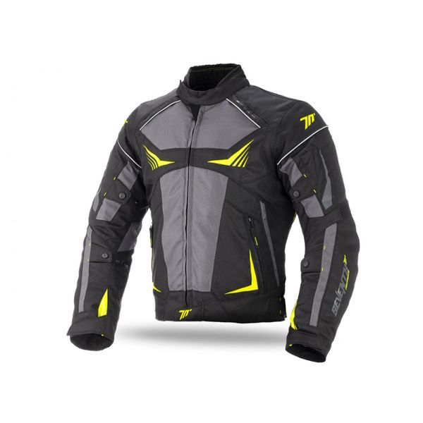 Textile jackets Seventy SD-JR55 Black/Gray/Yellow Textile Waterproof