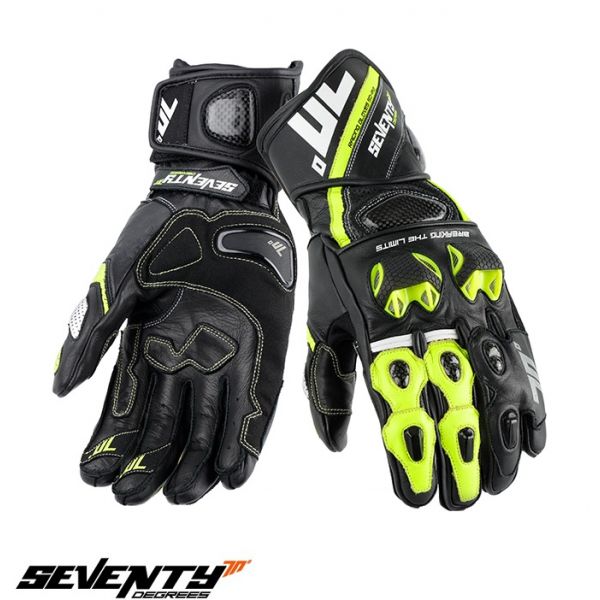 Gloves Racing Seventy Leather Moto Gloves SD-R12 Black/Yellow