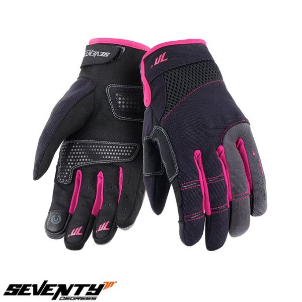  Seventy Textile Moto Gloves Lady SD-C50 Black/Pink