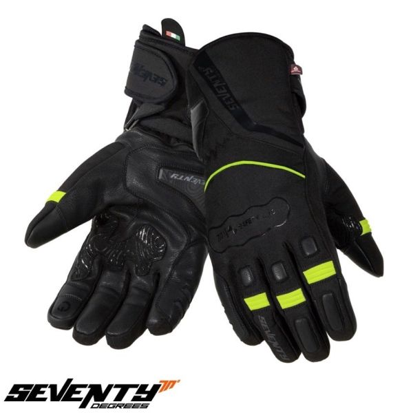 Gloves Touring Seventy Textile Moto Gloves SD-T7 Gobi Black/Yellow Fluo 24