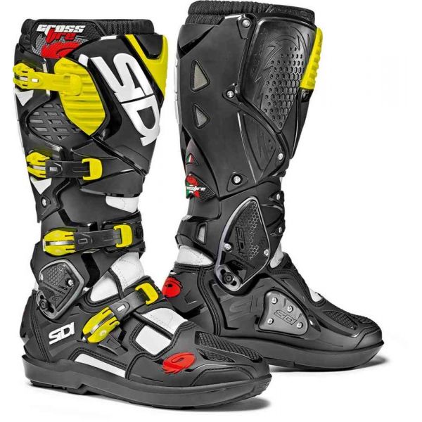 Boots MX-Enduro Sidi Boots Crossfire 3 SRS White-Black-Yellow Fluo