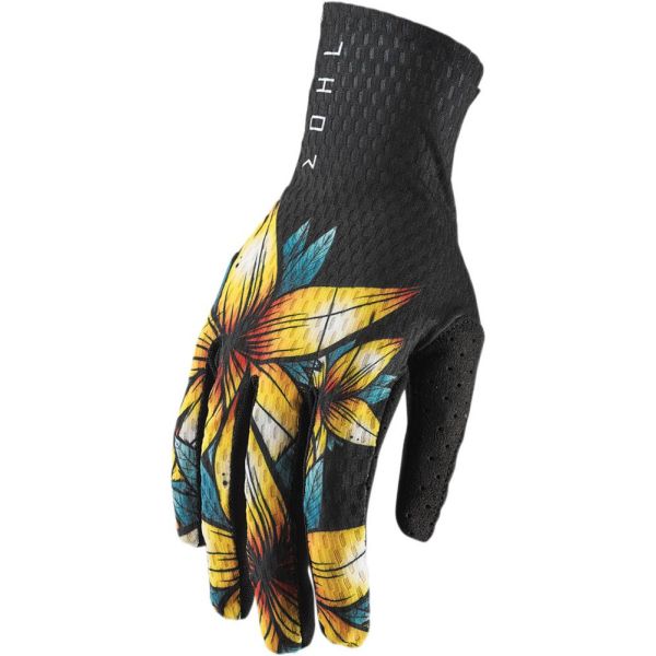 Gloves MX-Enduro Thor AGILE FLORAL S9 OFFROAD GLOVES BLACK/MULTI