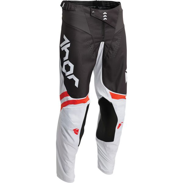 Kids Pants MX-Enduro Thor Youth Moto MX Pants Pulse Cube Light Gray/Red Orange