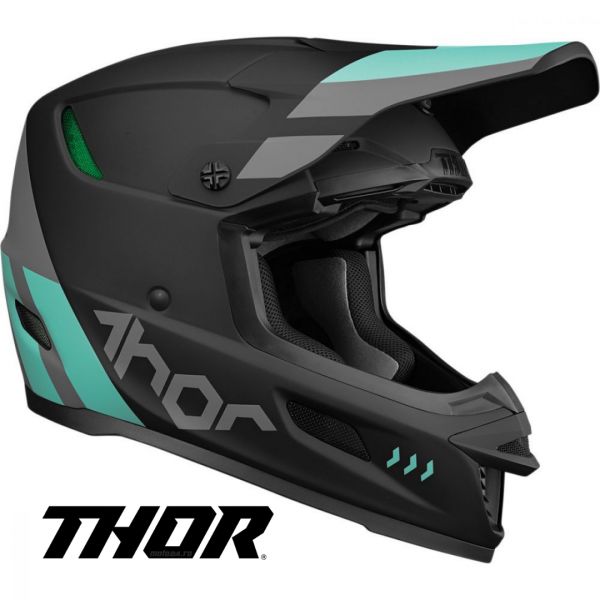 Helmets MX-Enduro Thor Moto MX Helmet Reflex Cube Black/Mint MIPS