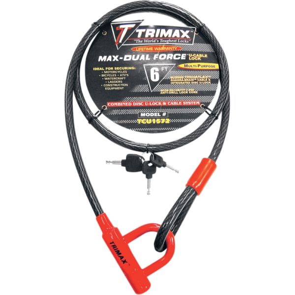  Trimax Antifurt Moto Cablu Cu Lacat U Trimaflex s Black TCU1572