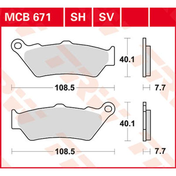  TRW Brake Pads Sh Series Sindered Rear MCB671SH