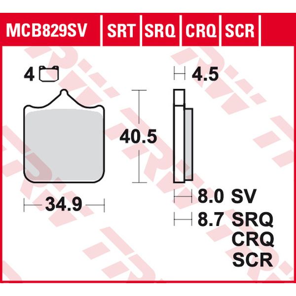  TRW Placute Frana Srt Series Sindered Front MCB829SRT